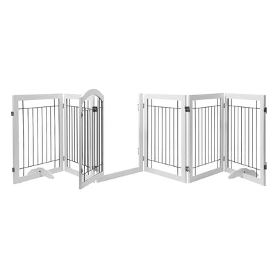 PAWLAND 24In 6-Panel Steel Wire Pet Gate White & Espresso– spirichhome