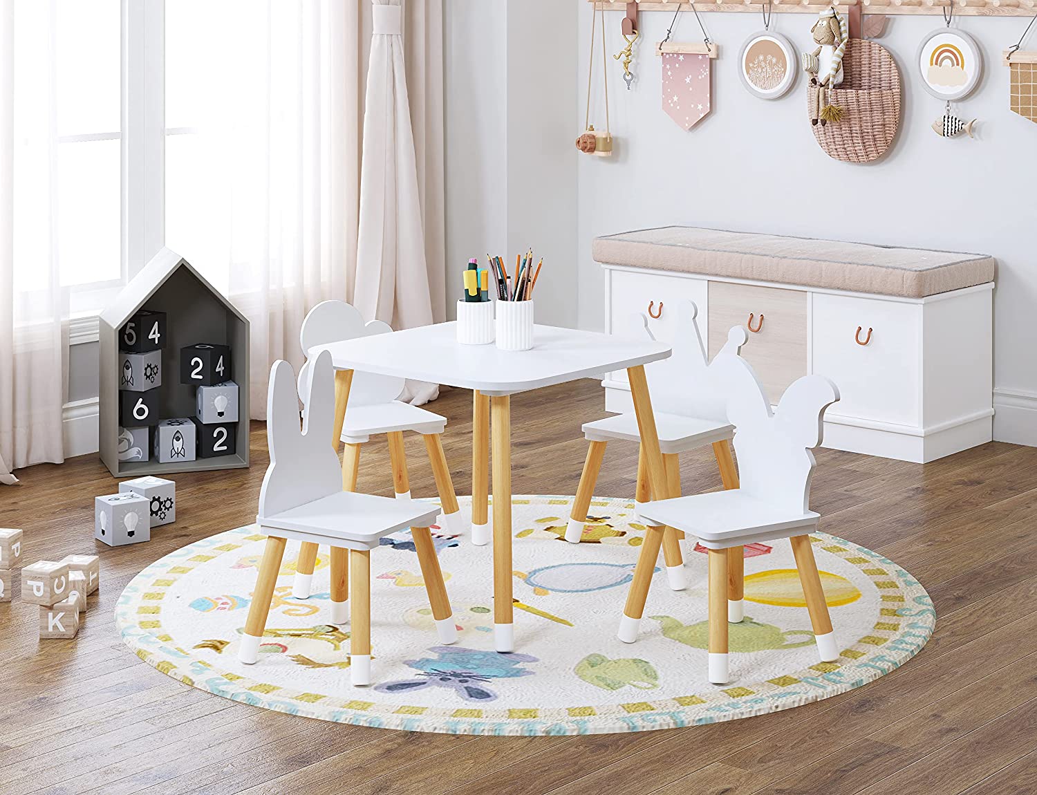 Table and 4 chairs store for kids