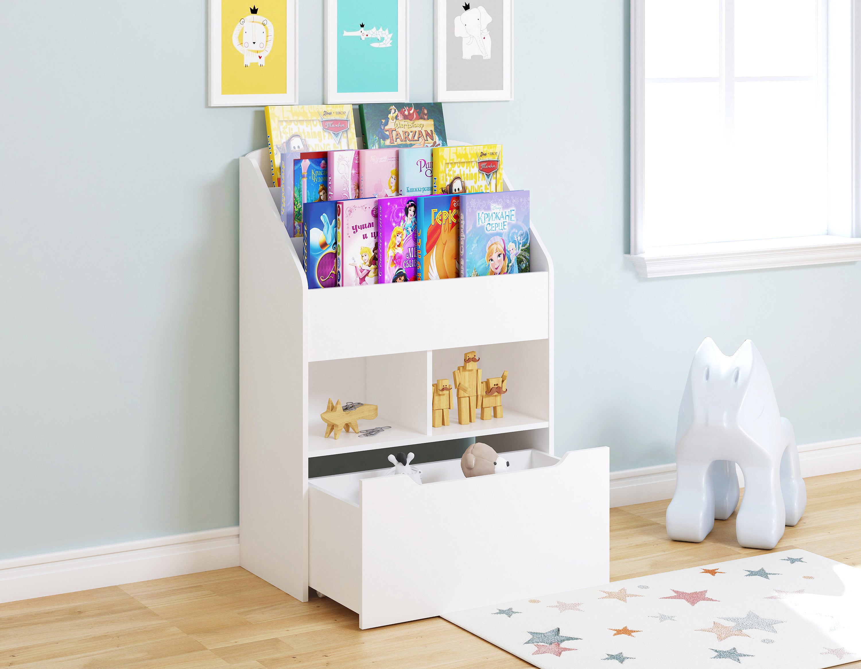 UTEX Kid's Bookshelf With Toy Organizer - Thumbnail 3