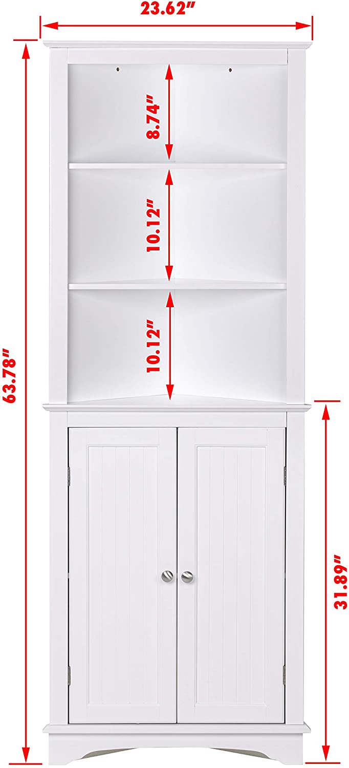 Prepac Tall Bookcase with 2 Shaker Doors - White