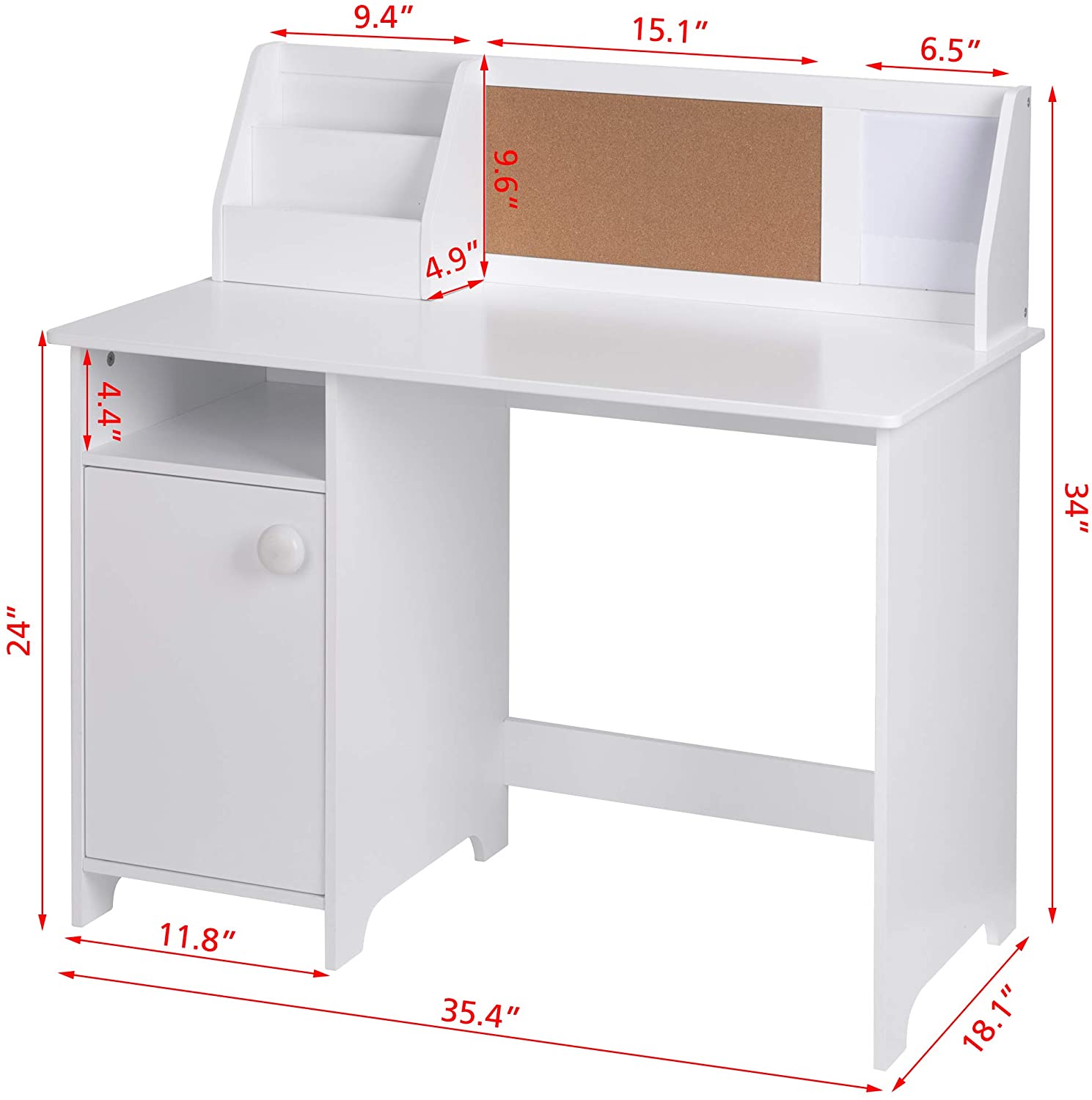 UTEX Single Door White Kids Study Desk With Storage– spirichhome