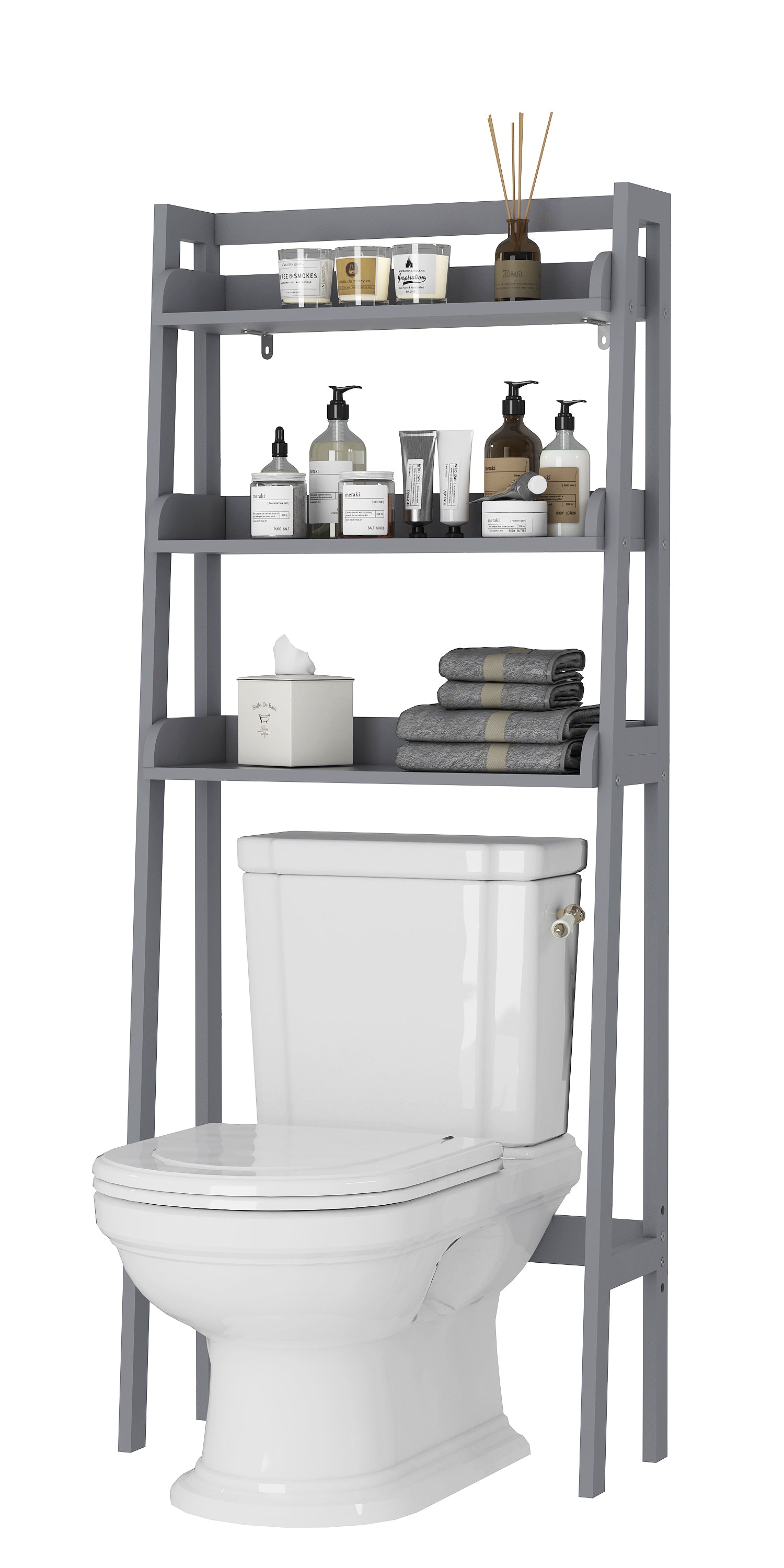 UTEX 3 Tier Ladder Shelf In White & Espresso– spirichhome