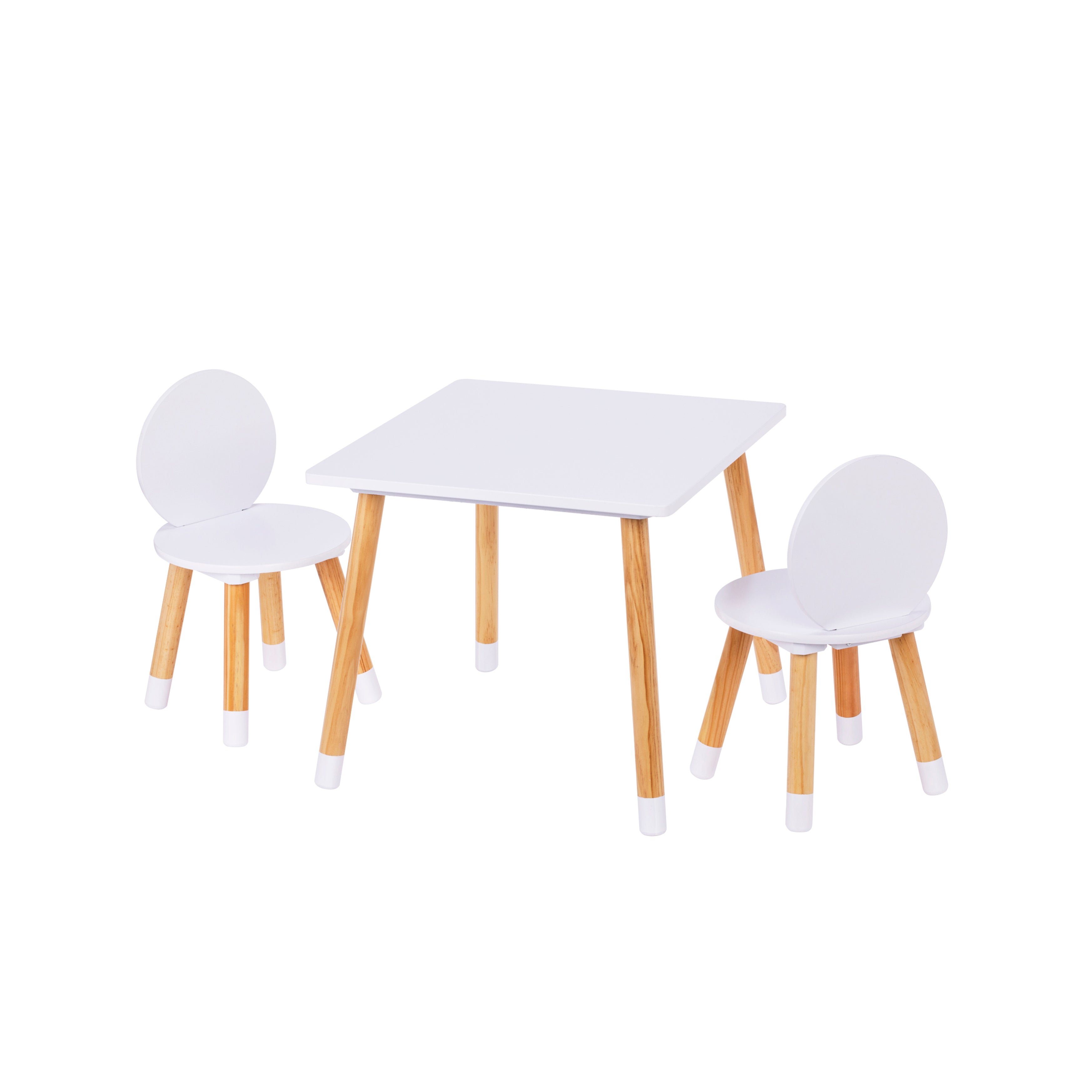 UTEX Kids White Table And 2 Round Back Chairs Set– spirichhome