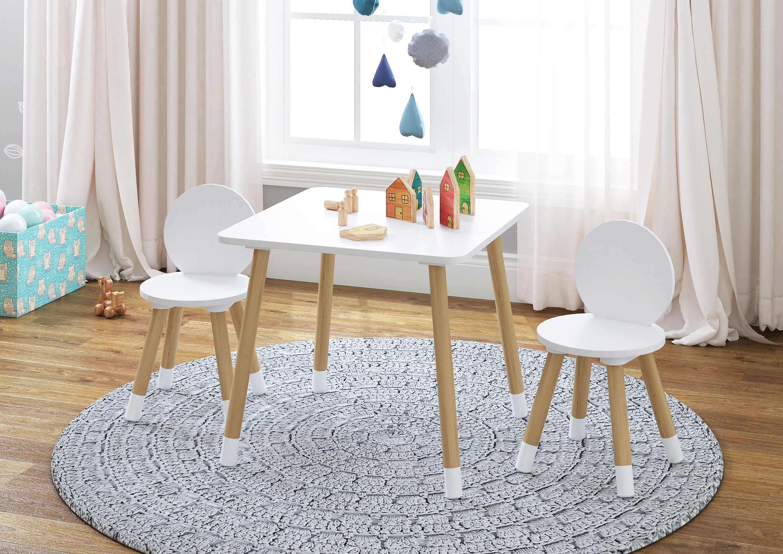 White table and 2025 chairs for toddlers