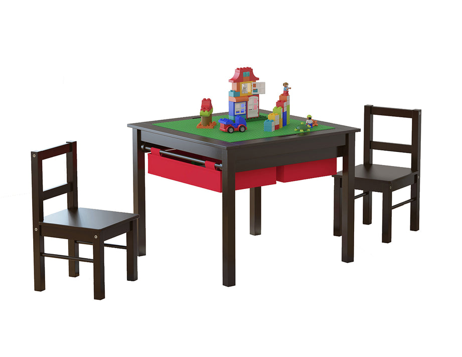 UTEX 2 In 1 Activity Table And Chairs Set For Lego Constuction spirichhome