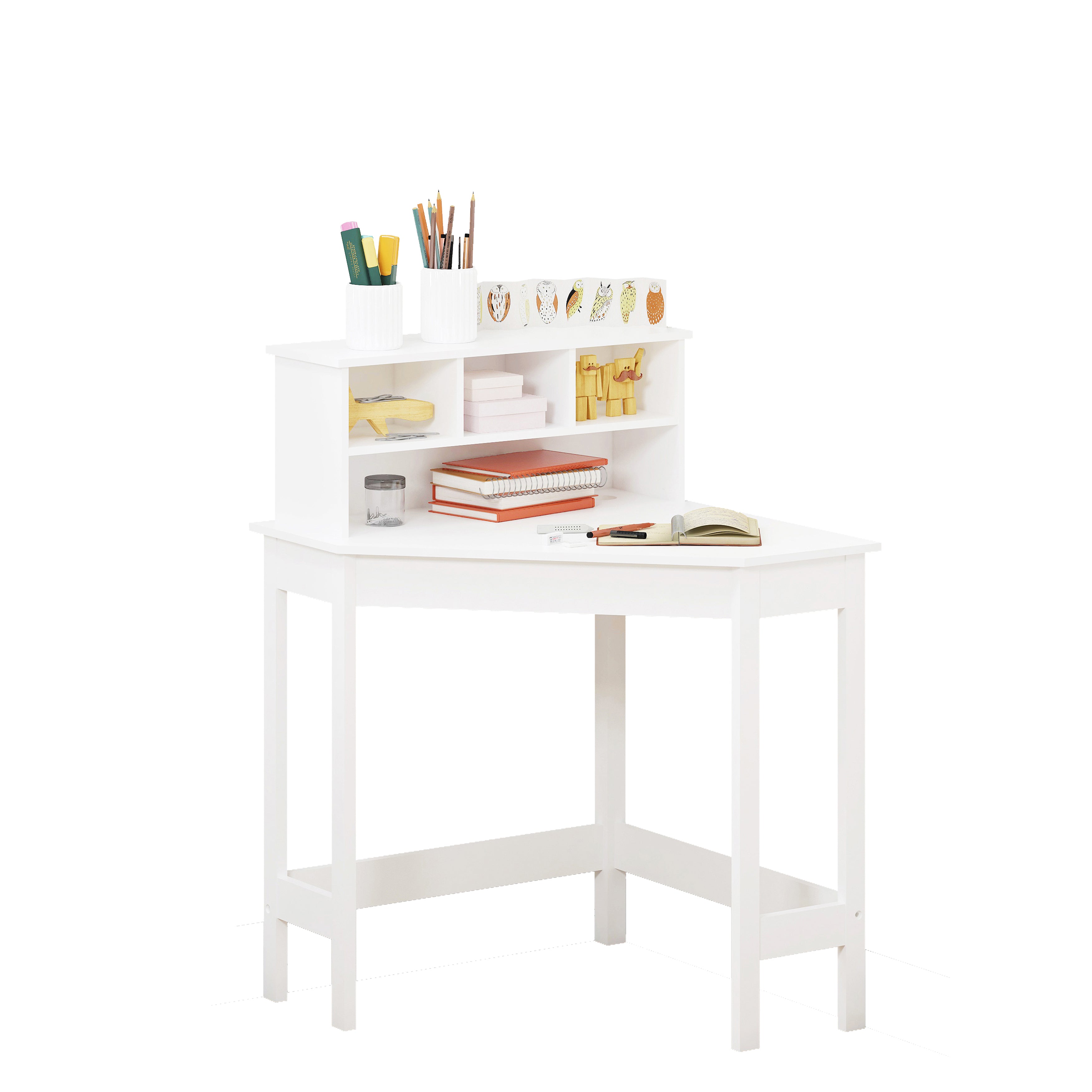 UTEX Kids Corner Study Desk With Hutch In White– spirichhome